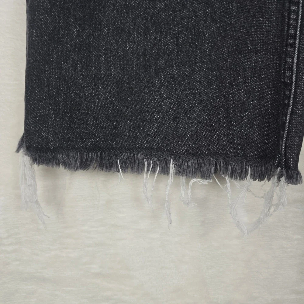 Risen Jeans Womens Washed Black High Rise Wide Leg Frayed Hem Denim RDP1025 3/26